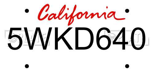 5WKD640 California License Plate