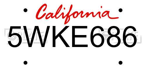 5WKE686 California License Plate