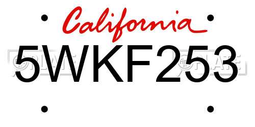 5WKF253 California License Plate
