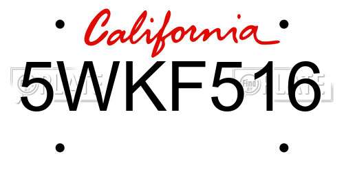 5WKF516 California License Plate