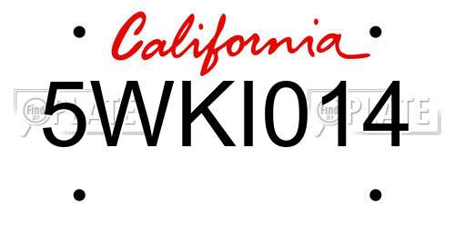 5WKI014 California License Plate