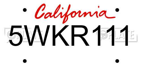 5WKR111 California License Plate