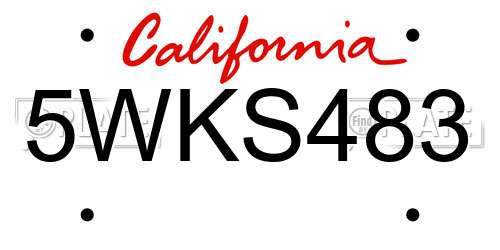 5WKS483 California License Plate