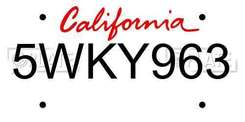 5WKY963 California License Plate