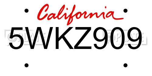 5WKZ909 California License Plate