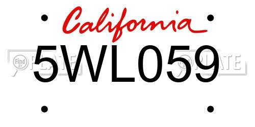5WL059 California License Plate
