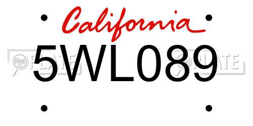5WL089 California License Plate
