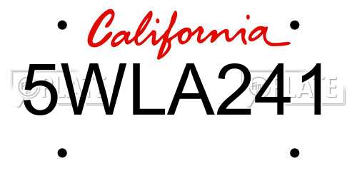 5WLA241 California License Plate