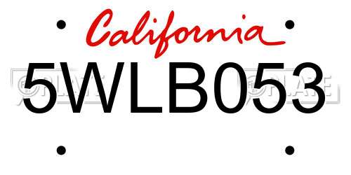 5WLB053 California License Plate