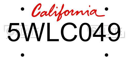 5WLC049 California License Plate