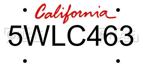 5WLC463 California License Plate