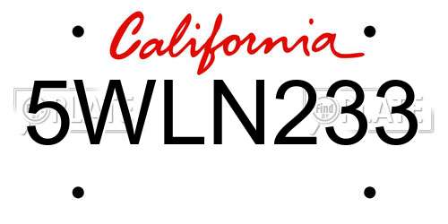 5WLN233 California License Plate