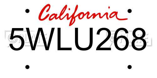 5WLU268 California License Plate