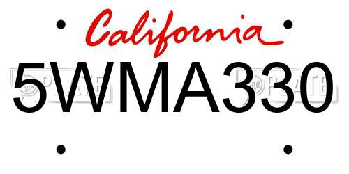 5WMA330 California License Plate
