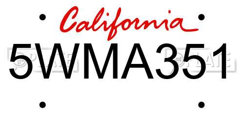 5WMA351 California License Plate