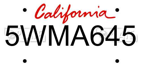 5WMA645 California License Plate