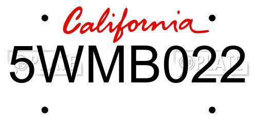 5WMB022 California License Plate