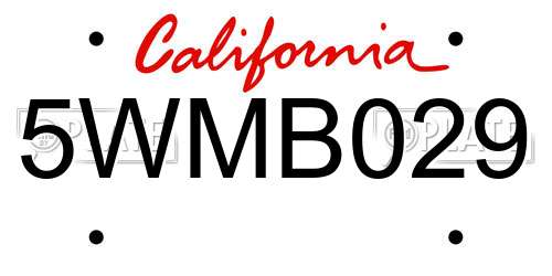 5WMB029 California License Plate