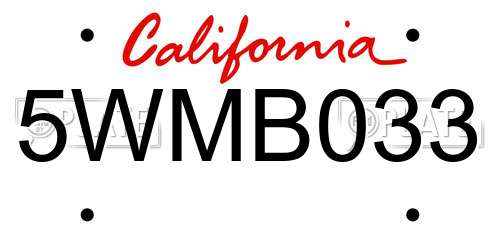 5WMB033 California License Plate