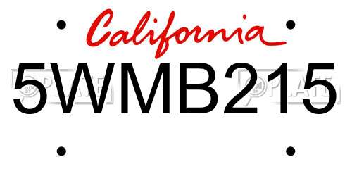 5WMB215 California License Plate