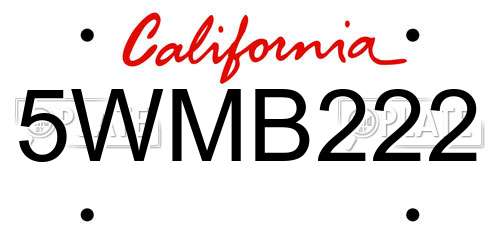 5WMB222 California License Plate