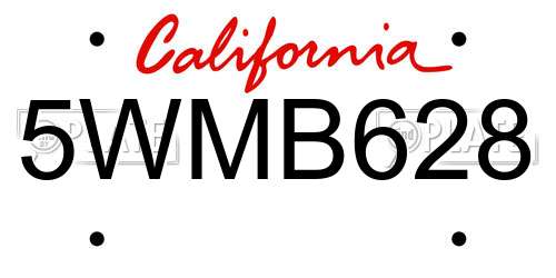 5WMB628 California License Plate