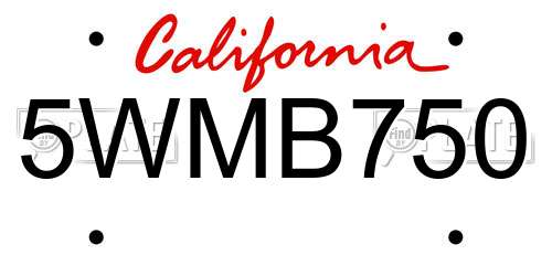 5WMB750 California License Plate
