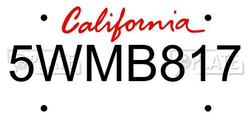 5WMB817 California License Plate