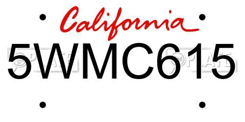5WMC615 California License Plate