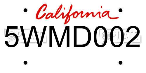 5WMD002 California License Plate
