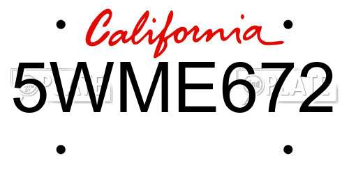 5WME672 California License Plate