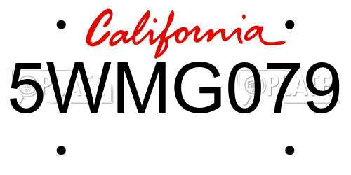 5WMG079 California License Plate