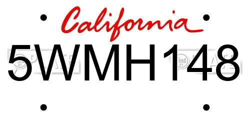 5WMH148 California License Plate