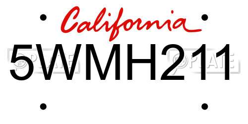 5WMH211 California License Plate