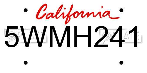 5WMH241 California License Plate
