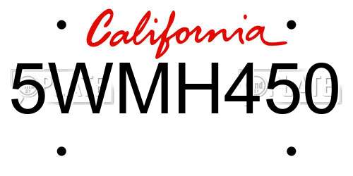 5WMH450 California License Plate