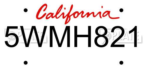 5WMH821 California License Plate