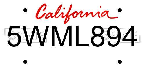 5WML894 California License Plate