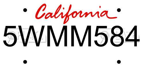 5WMM584 California License Plate