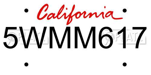 5WMM617 California License Plate