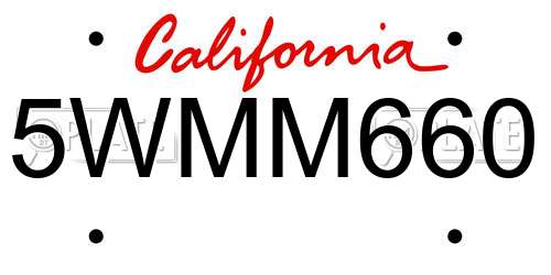 5WMM660 California License Plate