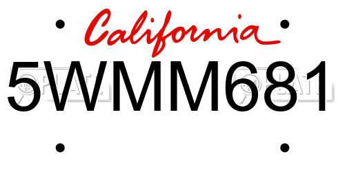 5WMM681 California License Plate