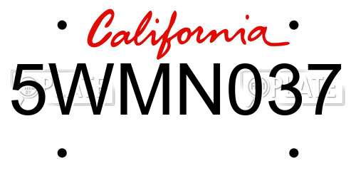 5WMN037 California License Plate