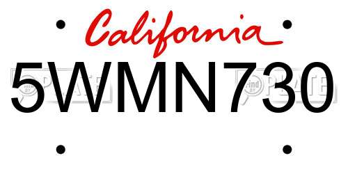 5WMN730 California License Plate