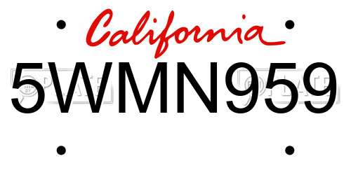5WMN959 California License Plate