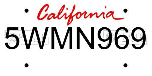 5WMN969 California License Plate