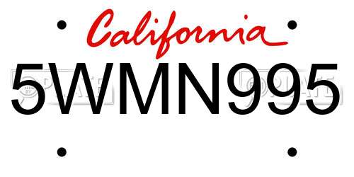 5WMN995 California License Plate