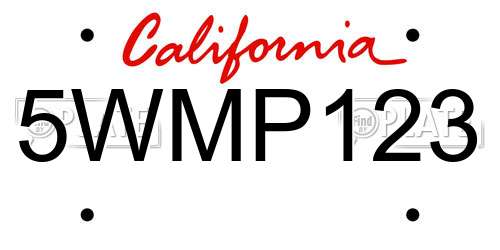 5WMP123 California License Plate