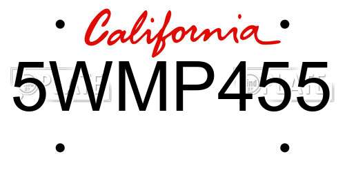 5WMP455 California License Plate