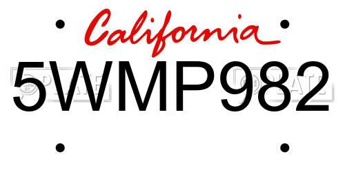 5WMP982 California License Plate